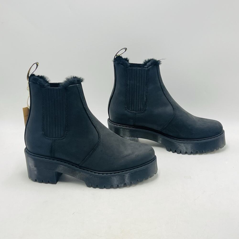 Dr. Martens Women's 10 Chelsea Boots Rometty Fl Faux Fur Black Leather NWT